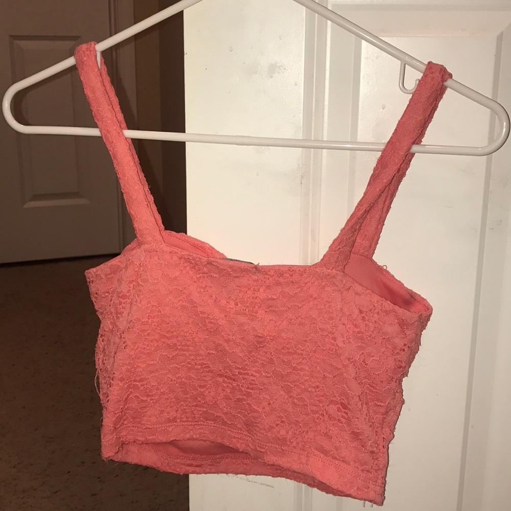 Coral lace crop top - Picture 2 of 2